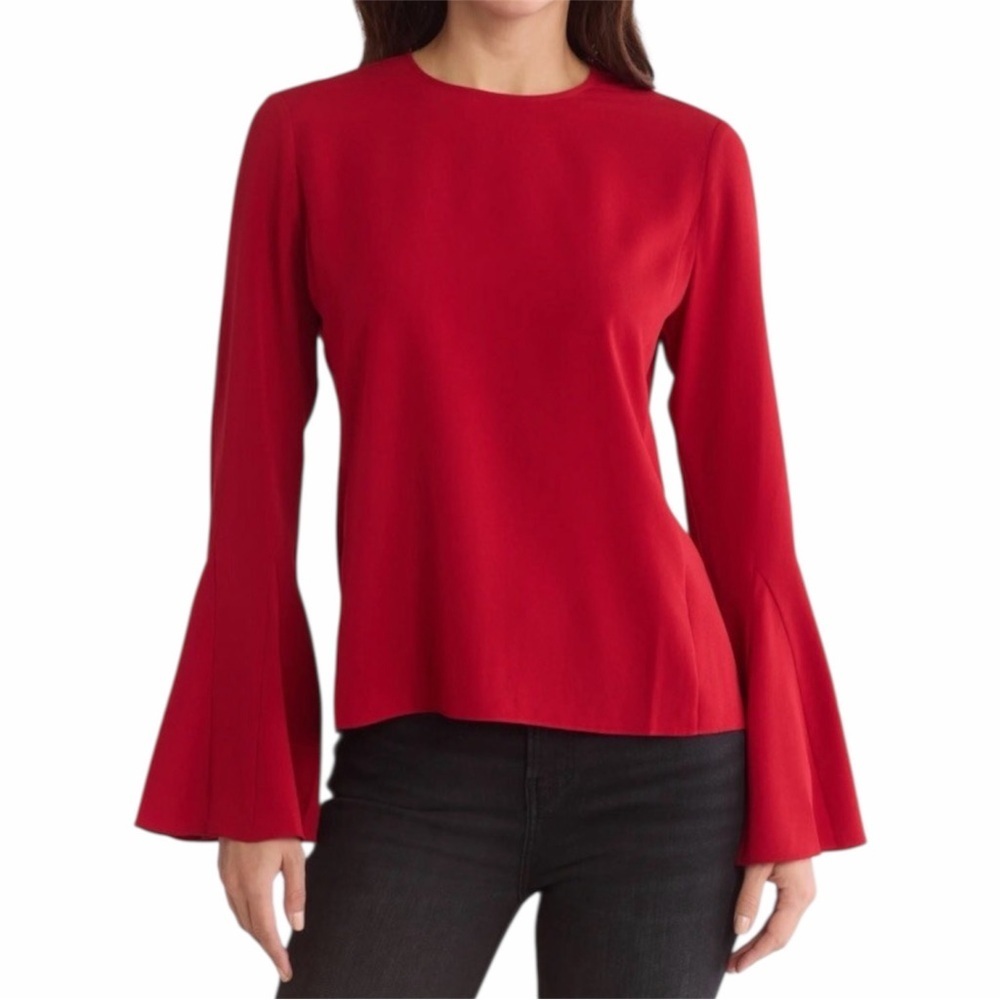 FRAME Bell Sleeve Blouse Red